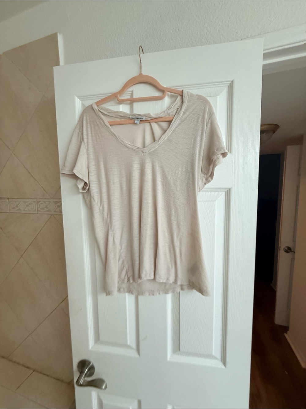 James Perse Short Sleeve V-Neck Tee - Beige-size3large